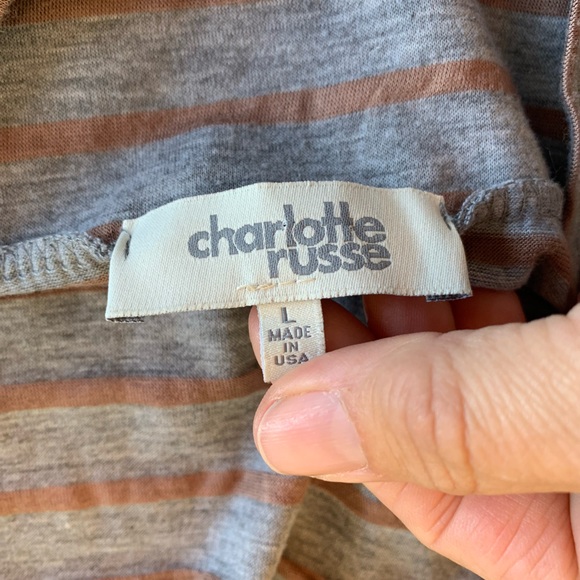 Charlotte Russe Maxi Striped Flare Skirt Gray Tan Women’s Large Preloved - Picture 2 of 4